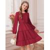 imageGRACE KARIN Girls Long Sleeve Fall Dress Casual Party Teen Swiss Dot Ruffle Tiered Lace Dresses for 714 YearsRed