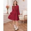 imageGRACE KARIN Girls Long Sleeve Fall Dress Casual Party Teen Swiss Dot Ruffle Tiered Lace Dresses for 714 YearsRed