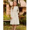 imageGRACE KARIN Girls Long Sleeve Fall Dress Floral High Waist Casual Midi Dresses with Pocket for 614 YearsBeige