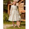 imageGRACE KARIN Girls Long Sleeve Fall Dress Floral High Waist Casual Midi Dresses with Pocket for 614 YearsBeige
