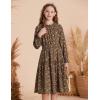 imageGRACE KARIN Girls Long Sleeve Fall Dress Floral High Waist Casual Midi Dresses with Pocket for 614 YearsBrown