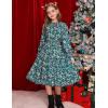 imageGRACE KARIN Girls Long Sleeve Fall Dress Floral High Waist Casual Midi Dresses with Pocket for 614 YearsGreen