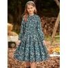 imageGRACE KARIN Girls Long Sleeve Fall Dress Floral High Waist Casual Midi Dresses with Pocket for 614 YearsGreen