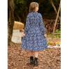 imageGRACE KARIN Girls Long Sleeve Fall Dress Floral High Waist Casual Midi Dresses with Pocket for 614 YearsNavy Blue