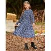 imageGRACE KARIN Girls Long Sleeve Fall Dress Floral High Waist Casual Midi Dresses with Pocket for 614 YearsNavy Blue