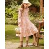 imageGRACE KARIN Girls Long Sleeve Fall Floral Dress Ruffle Round Neck Smocked Layered HemBeige Flower