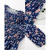 imageGRACE KARIN Girls Long Sleeve Fall Floral Dress Ruffle Round Neck Smocked Layered HemNavy Blue Flower