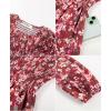 imageGRACE KARIN Girls Long Sleeve Fall Floral Dress Ruffle Round Neck Smocked Layered HemWine Red Flower