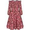imageGRACE KARIN Girls Long Sleeve Fall Floral Dress Ruffle Round Neck Smocked Layered HemWine Red Flower