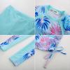 imageGRACE KARIN Girls Long Sleeve Swimsuit Two Piece Rashguard Floral Swimwear 614YBlue Background Purple Leaves