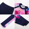 imageGRACE KARIN Girls Long Sleeve Swimsuit Two Piece Rashguard Floral Swimwear 614YColorful Leopard Gradient Pink Yellow Blue Leaves