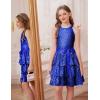 imageGRACE KARIN Girls Sequin Party Dress Kids Sparkly Formal Birthday Teen Special Occasion Fancy Pageant Dresses Size 614Klein Blue
