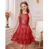 imageGRACE KARIN Girls Sequin Party Dress Kids Sparkly Formal Birthday Teen Special Occasion Fancy Pageant Dresses Size 614Red