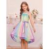 imageGRACE KARIN Girls Sequin Party Formal Dress Wedding Guest Sparkle Fancy Birthday Tulle High Low Prom Dresses 614 YearsRainbow