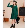 imageGRACE KARIN Girls Sweater Fall Dress Long Sleeve Knit Button Front Pleated ALine Casual Winter Midi Dresses 514YGreen