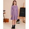 imageGRACE KARIN Girls Sweater Fall Dress Long Sleeve Knit Button Front Pleated ALine Casual Winter Midi Dresses 514YPurple