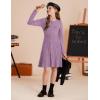 imageGRACE KARIN Girls Sweater Fall Dress Long Sleeve Knit Button Front Pleated ALine Casual Winter Midi Dresses 514YPurple