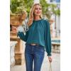 imageGRACE KARIN Long Sleeve Blouses for Women Dressy Casual Tops Frill Neck Shirt Business Office OutfitsPeacock Bluelong Sleeve