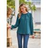 imageGRACE KARIN Long Sleeve Blouses for Women Dressy Casual Tops Frill Neck Shirt Business Office OutfitsPeacock Bluelong Sleeve