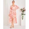 imageGRACE KARIN Long Sleeve Wedding Guest Dress 2025 Boho Maxi Fall Dresses Chiffon Flowy Floral Dress Formal Cocktail PartyApricot Orange Floral