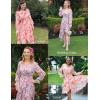 imageGRACE KARIN Long Sleeve Wedding Guest Dress 2025 Boho Maxi Fall Dresses Chiffon Flowy Floral Dress Formal Cocktail PartyApricot Orange Floral