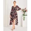 imageGRACE KARIN Long Sleeve Wedding Guest Dress 2025 Boho Maxi Fall Dresses Chiffon Flowy Floral Dress Formal Cocktail PartyBlack Red Floral
