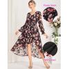 imageGRACE KARIN Long Sleeve Wedding Guest Dress 2025 Boho Maxi Fall Dresses Chiffon Flowy Floral Dress Formal Cocktail PartyBlack Red Floral