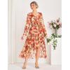 imageGRACE KARIN Long Sleeve Wedding Guest Dress 2025 Boho Maxi Fall Dresses Chiffon Flowy Floral Dress Formal Cocktail PartyOrange Red Floral