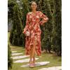 imageGRACE KARIN Long Sleeve Wedding Guest Dress 2025 Boho Maxi Fall Dresses Chiffon Flowy Floral Dress Formal Cocktail PartyOrange Red Floral