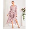 imageGRACE KARIN Long Sleeve Wedding Guest Dress 2025 Boho Maxi Fall Dresses Chiffon Flowy Floral Dress Formal Cocktail PartyPink Floral