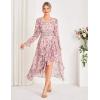 imageGRACE KARIN Long Sleeve Wedding Guest Dress 2025 Boho Maxi Fall Dresses Chiffon Flowy Floral Dress Formal Cocktail PartyPink Floral