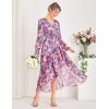 imageGRACE KARIN Long Sleeve Wedding Guest Dress 2025 Boho Maxi Fall Dresses Chiffon Flowy Floral Dress Formal Cocktail PartyPurple Red Floral