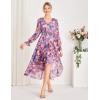 imageGRACE KARIN Long Sleeve Wedding Guest Dress 2025 Boho Maxi Fall Dresses Chiffon Flowy Floral Dress Formal Cocktail PartyPurple Red Floral