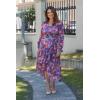 imageGRACE KARIN Long Sleeve Wedding Guest Dress 2025 Boho Maxi Fall Dresses Chiffon Flowy Floral Dress Formal Cocktail PartyPurple Red Floral