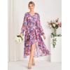 imageGRACE KARIN Long Sleeve Wedding Guest Dress 2025 Boho Maxi Fall Dresses Chiffon Flowy Floral Dress Formal Cocktail PartyPurple Red Floral