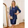 imageGRACE KARIN Mother of The Bride DressesFormal Wedding Guest DressSequin Dress 2 Piece with Jacket Knee Length 2025Navy Blue