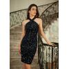 imageGRACE KARIN Sequin Dress for Women Sleeveless Sparkly Glitter Halter Dress Bodycon Mini Club Dresses 2025Black