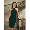 imageGRACE KARIN Sequin Dress for Women Sleeveless Sparkly Glitter Halter Dress Bodycon Mini Club Dresses 2025Dark Green