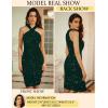 imageGRACE KARIN Sequin Dress for Women Sleeveless Sparkly Glitter Halter Dress Bodycon Mini Club Dresses 2025Dark Green