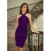 imageGRACE KARIN Sequin Dress for Women Sleeveless Sparkly Glitter Halter Dress Bodycon Mini Club Dresses 2025Purple