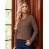 imageGRACE KARIN Sweaters for Women 2025 Fall Long Sleeve V Neck Collared Knitted Pullover Sweaters Dressy Casual TopsBrown