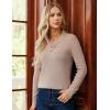 imageGRACE KARIN Sweaters for Women 2025 Fall Long Sleeve V Neck Collared Knitted Pullover Sweaters Dressy Casual TopsKhaki