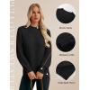 imageGRACE KARIN Women 2025 Fall Knit Sweaters Soft Long Sleeve Pullover Trendy Mock Neck Side Slit Loose Sweater TopsBlack