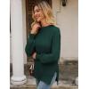 imageGRACE KARIN Women 2025 Fall Knit Sweaters Soft Long Sleeve Pullover Trendy Mock Neck Side Slit Loose Sweater TopsDark Green