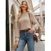 imageGRACE KARIN Women 2025 Fall Knit Sweaters Soft Long Sleeve Pullover Trendy Mock Neck Side Slit Loose Sweater TopsKhaki