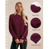 imageGRACE KARIN Women 2025 Fall Knit Sweaters Soft Long Sleeve Pullover Trendy Mock Neck Side Slit Loose Sweater TopsWine Red