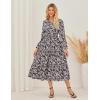 imageGRACE KARIN Women Fall Wedding Guest Dresses 2025 Floral Long Sleeve Maxi Dress Boho V Neck Empire Waist DressBlack Floral