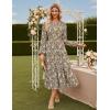 imageGRACE KARIN Women Fall Wedding Guest Dresses 2025 Floral Long Sleeve Maxi Dress Boho V Neck Empire Waist DressBrown