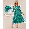 imageGRACE KARIN Women Fall Wedding Guest Dresses 2025 Floral Long Sleeve Maxi Dress Boho V Neck Empire Waist DressGreen Floral