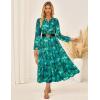 imageGRACE KARIN Women Fall Wedding Guest Dresses 2025 Floral Long Sleeve Maxi Dress Boho V Neck Empire Waist DressGreen Floral